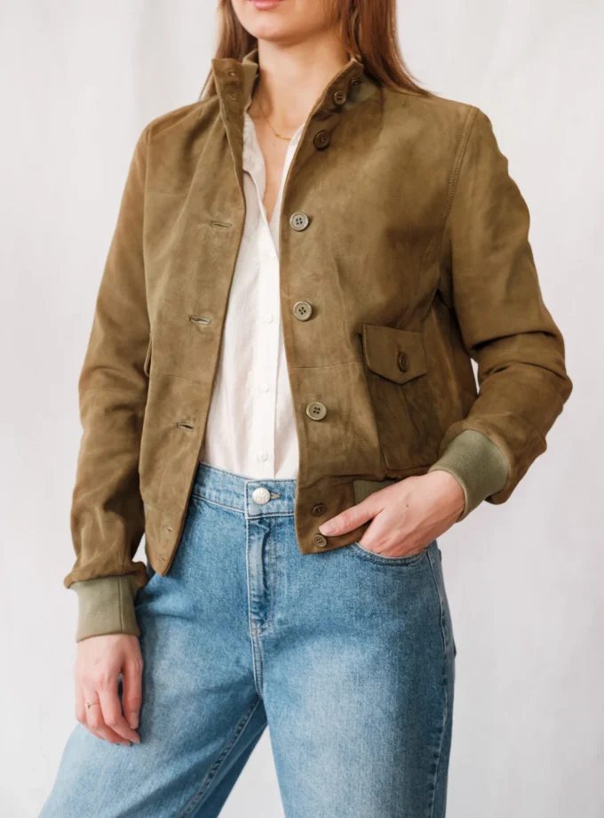 Wildlederjacke - Oliv