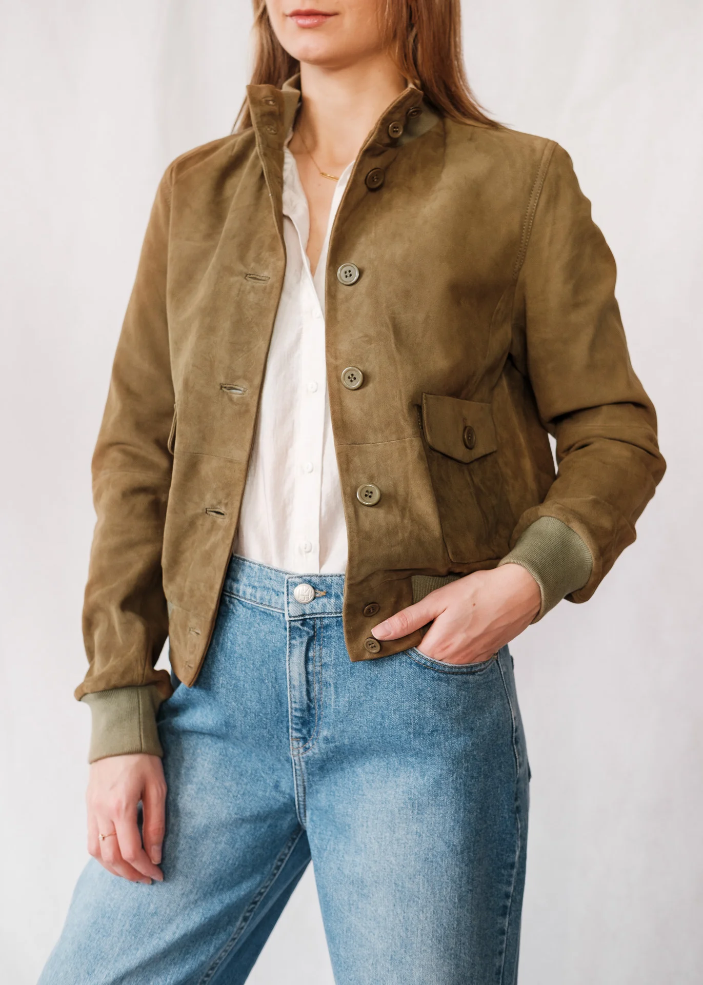 Wildlederjacke - Oliv