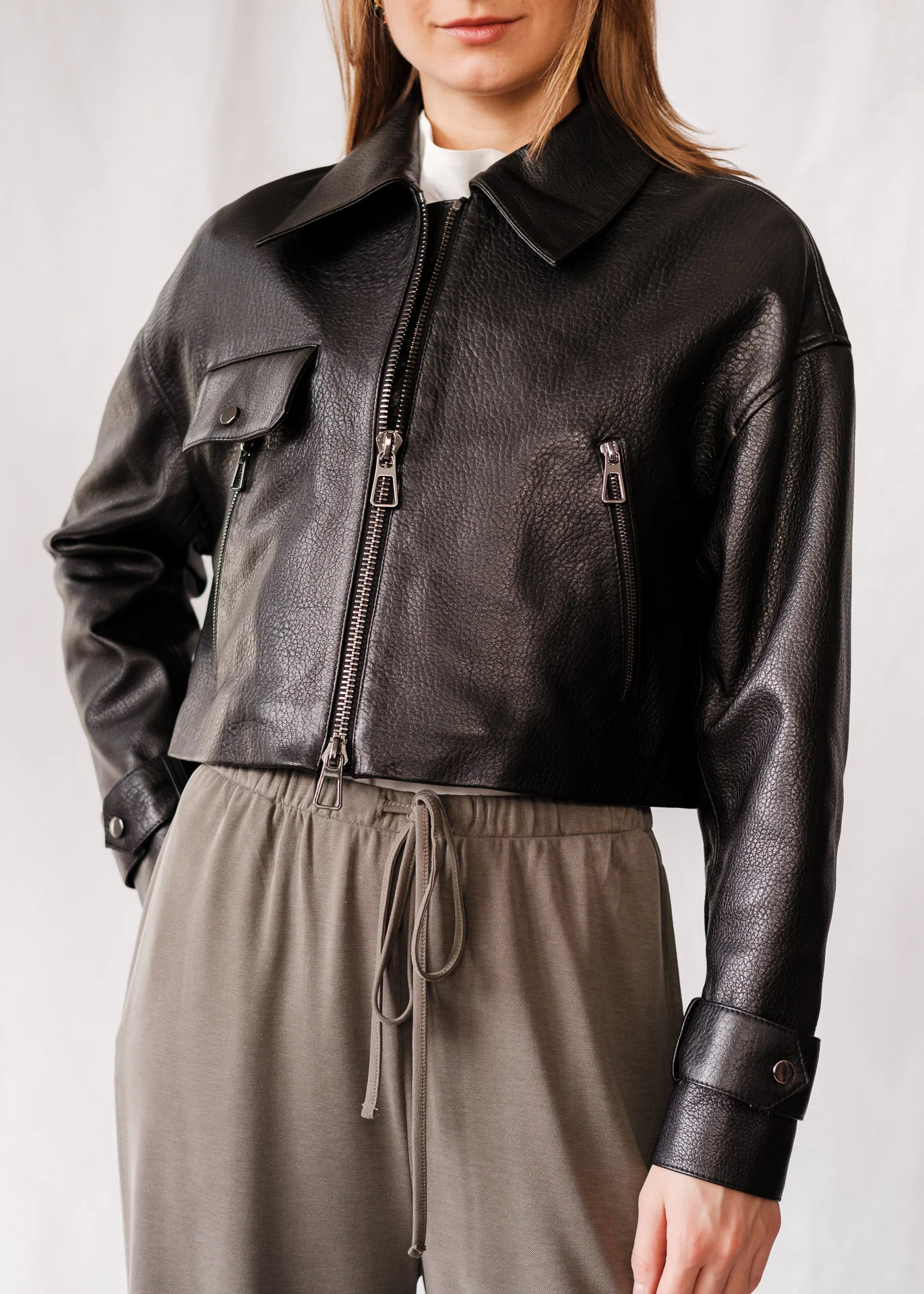 Lederjacke - Schwarz