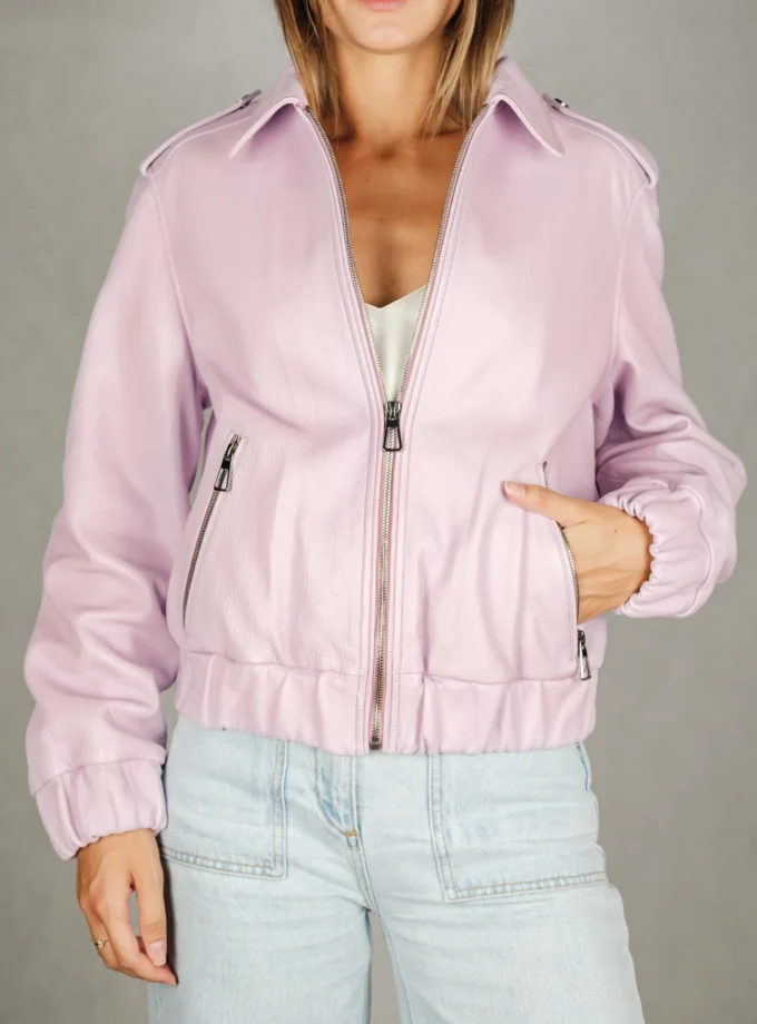 Bomber Lederjacke - Lila