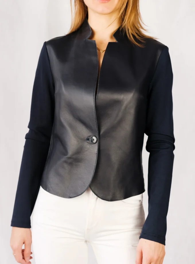 Lederblazer - Dunkelblau