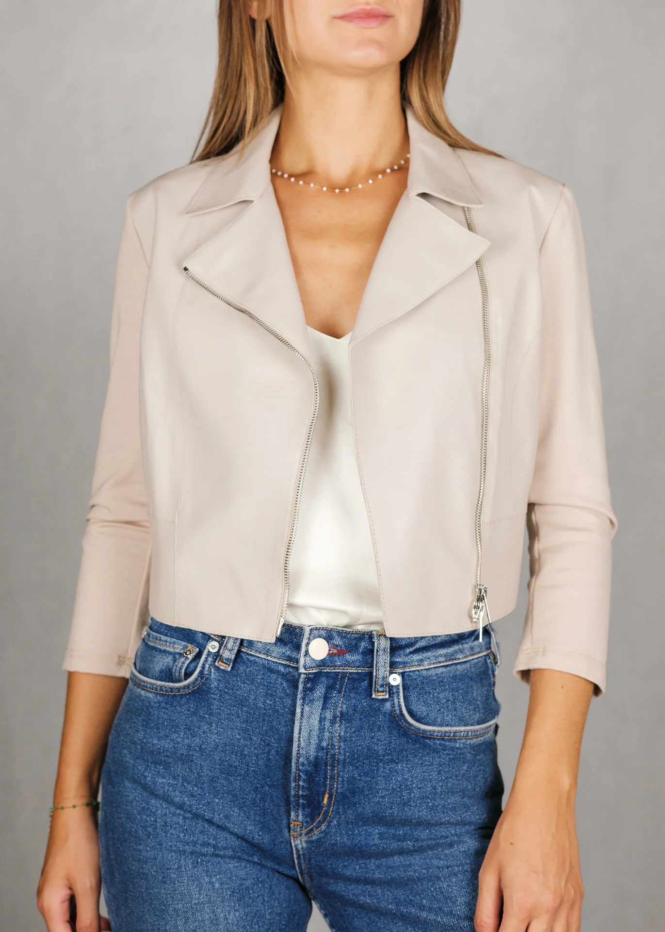 Kurze Bikerjacke - Natur