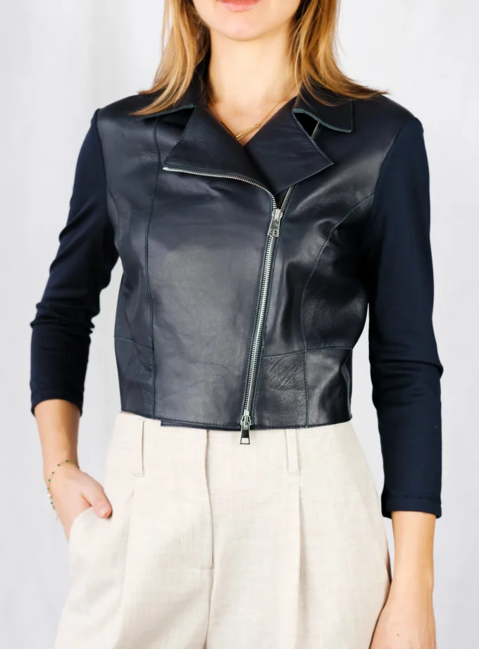 Kurze Bikerjacke - Dunkelblau