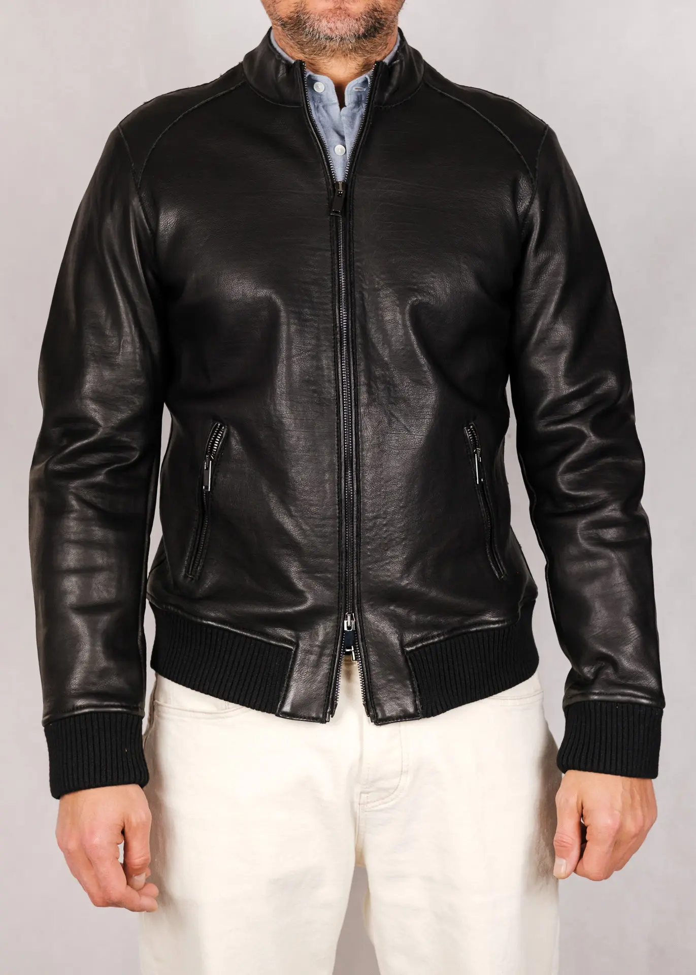 Lederjacke - Schwarz – Bild 2