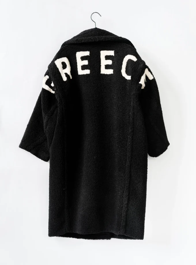 Leo Mantel Small Curly Greece - Schwarz/Beige