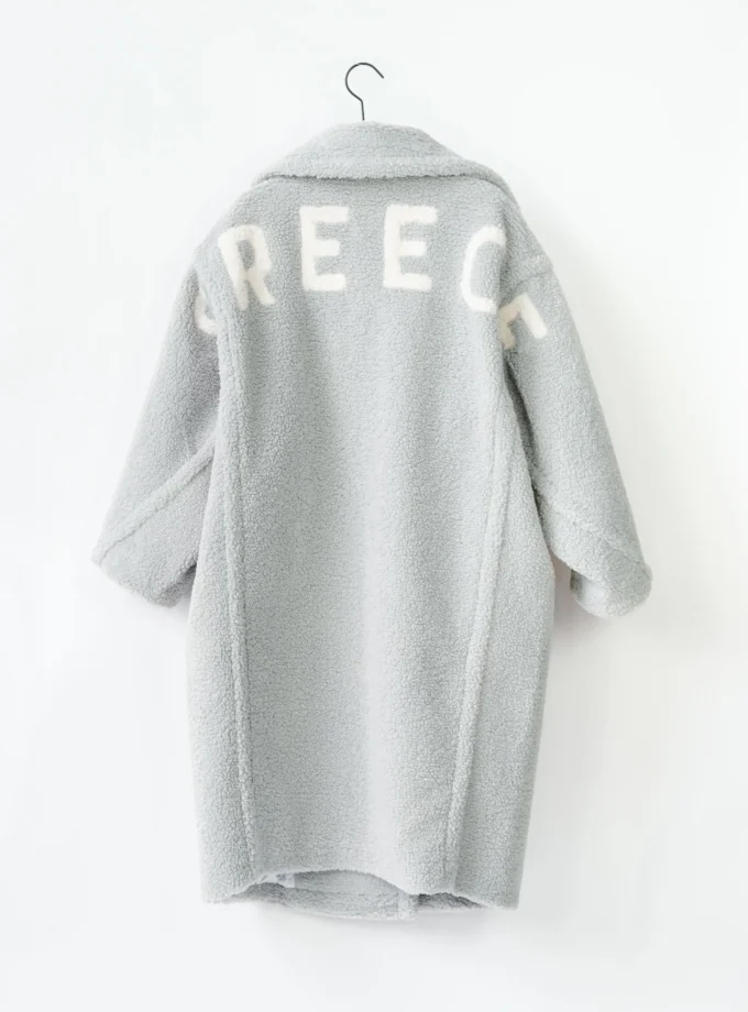 Leo Mantel Small Curly Greece - Hellgrau/Offwhite