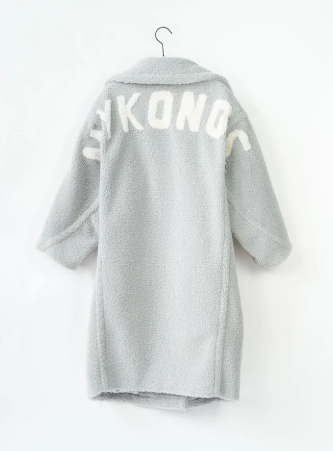 Leo Mantel Small Curly Mykonos - Hellgrau/Offwhite