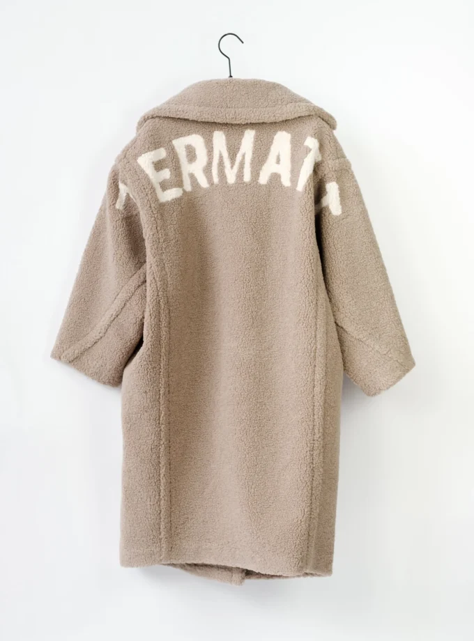 Leo Mantel Small Curly Zermatt - Taupe/Offwhite