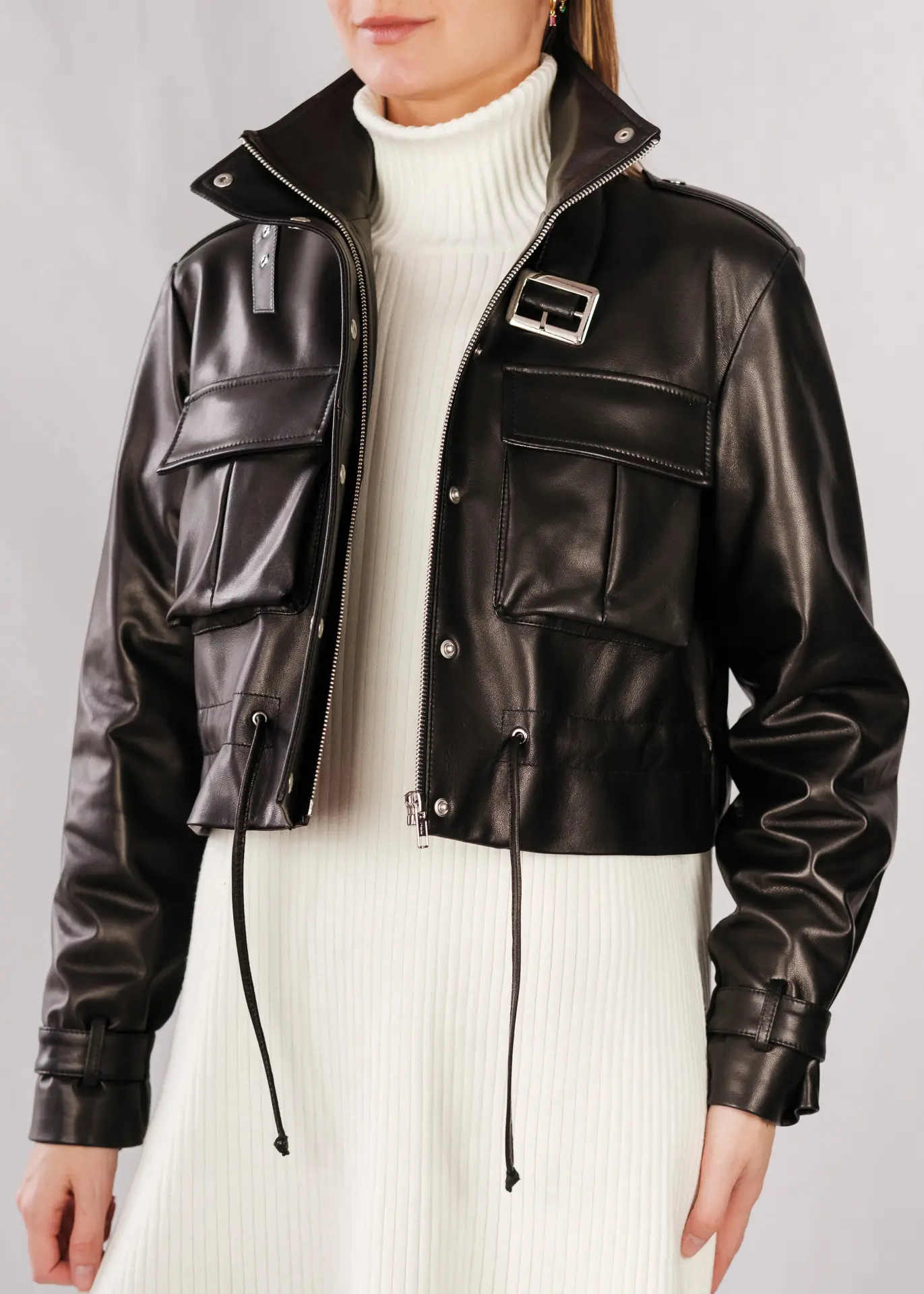 Lederjacke - Schwarz – Bild 2