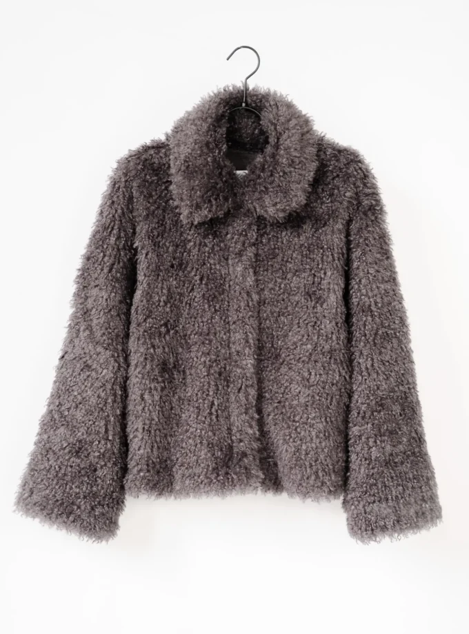 Jacke Fake Fur Curly - Dunkelgrau