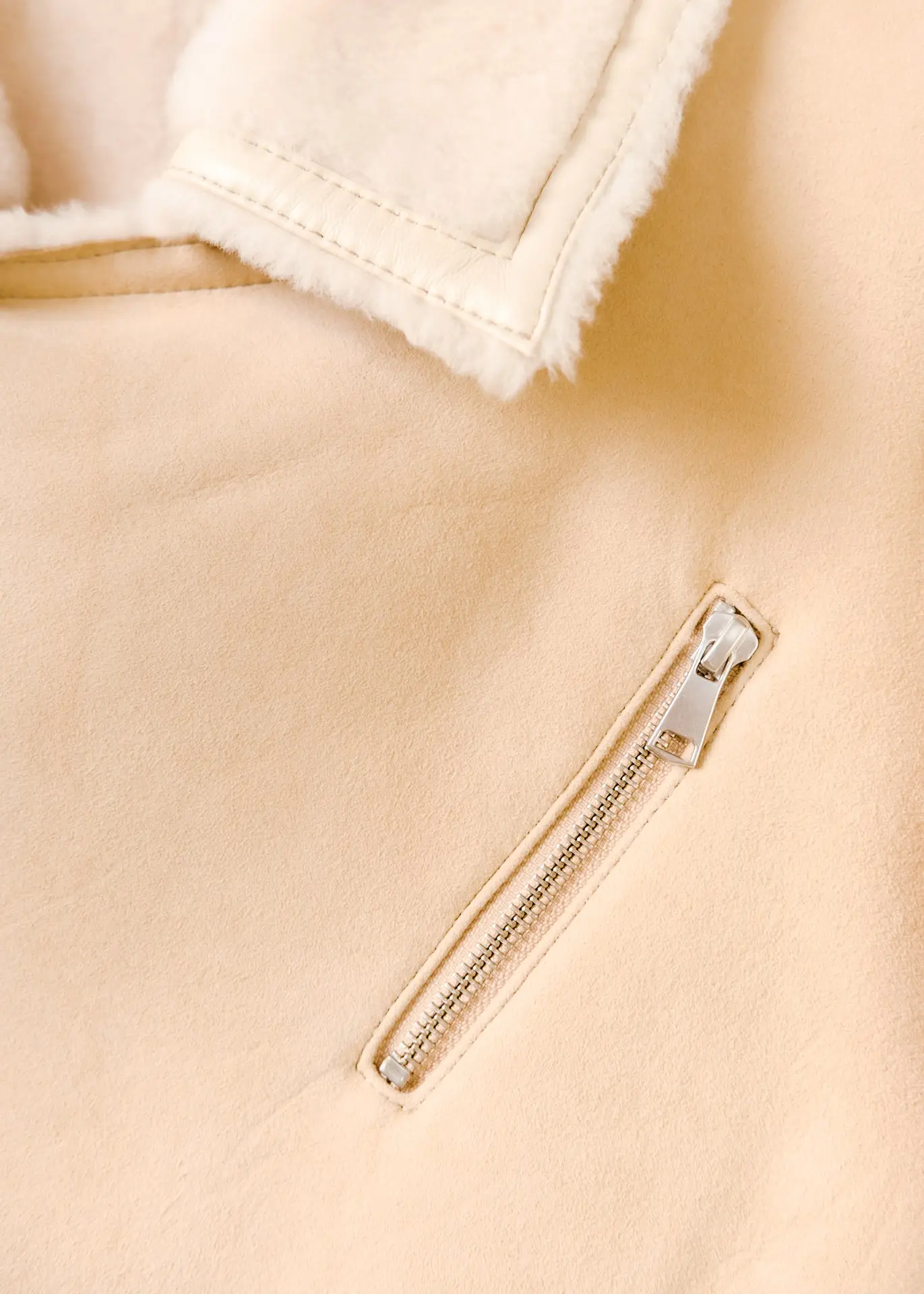 Lammfelljacke - Beige – Bild 3