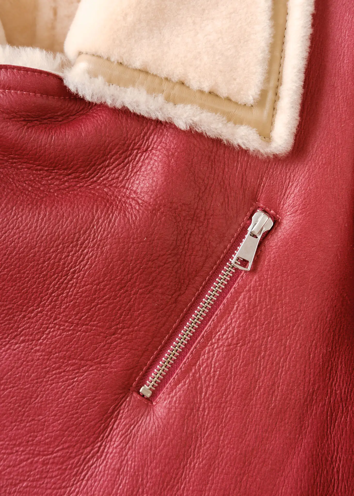 Lammfelljacke - Himbeer – Bild 3