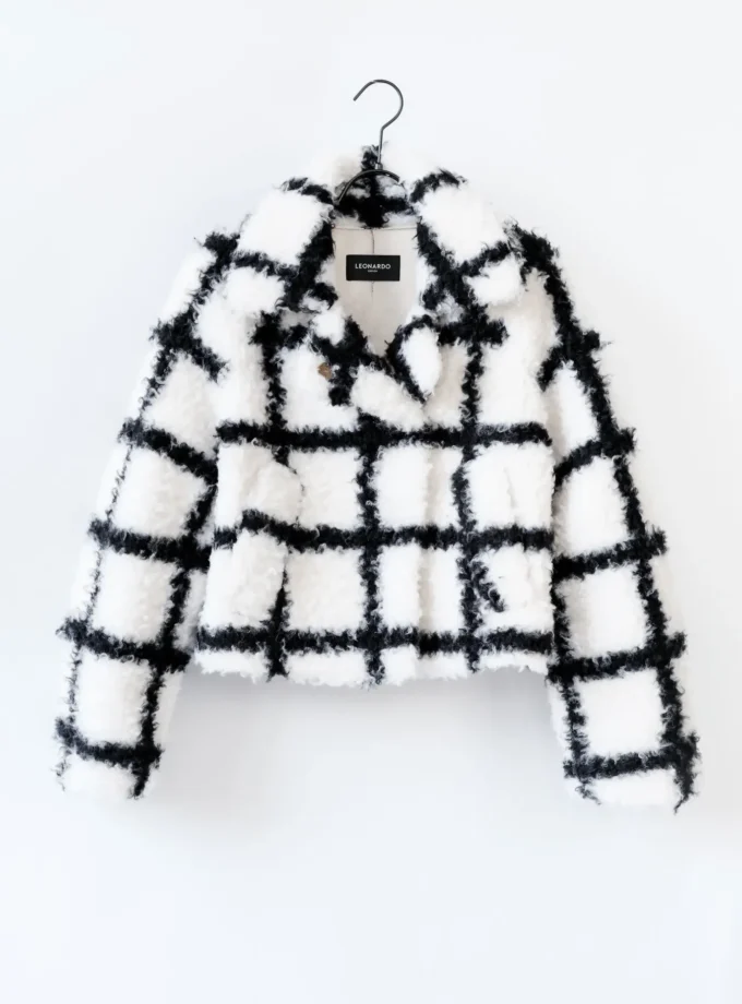 Jacke Wolle - Weiss/Schwarz