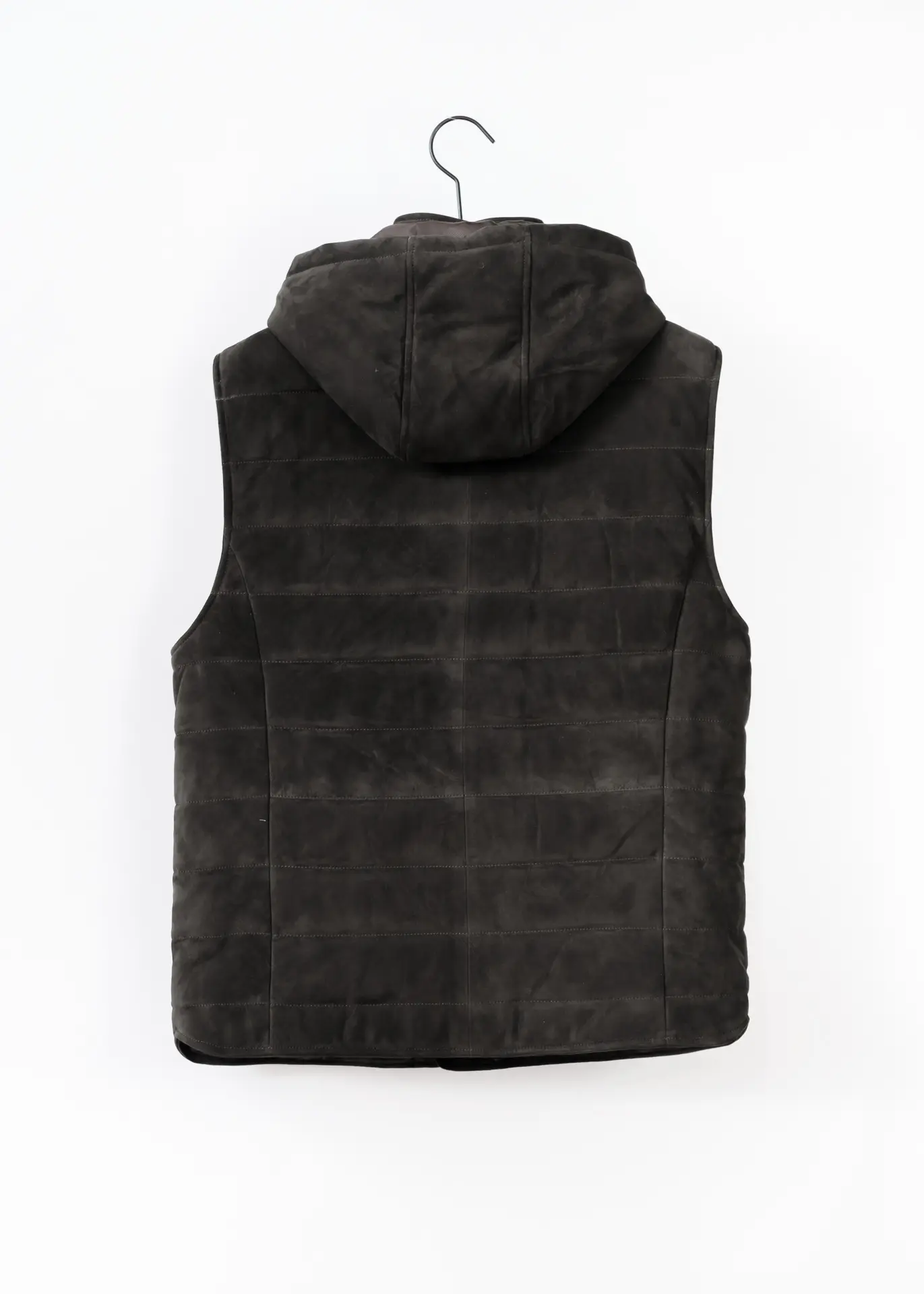 Wildleder Gilet mit Kapuze - Flaschengrün – Bild 2