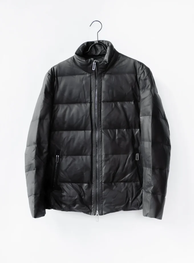 Leder Jacke Daunen - Schwarz