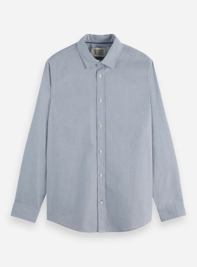 Micro-check poplin shirt