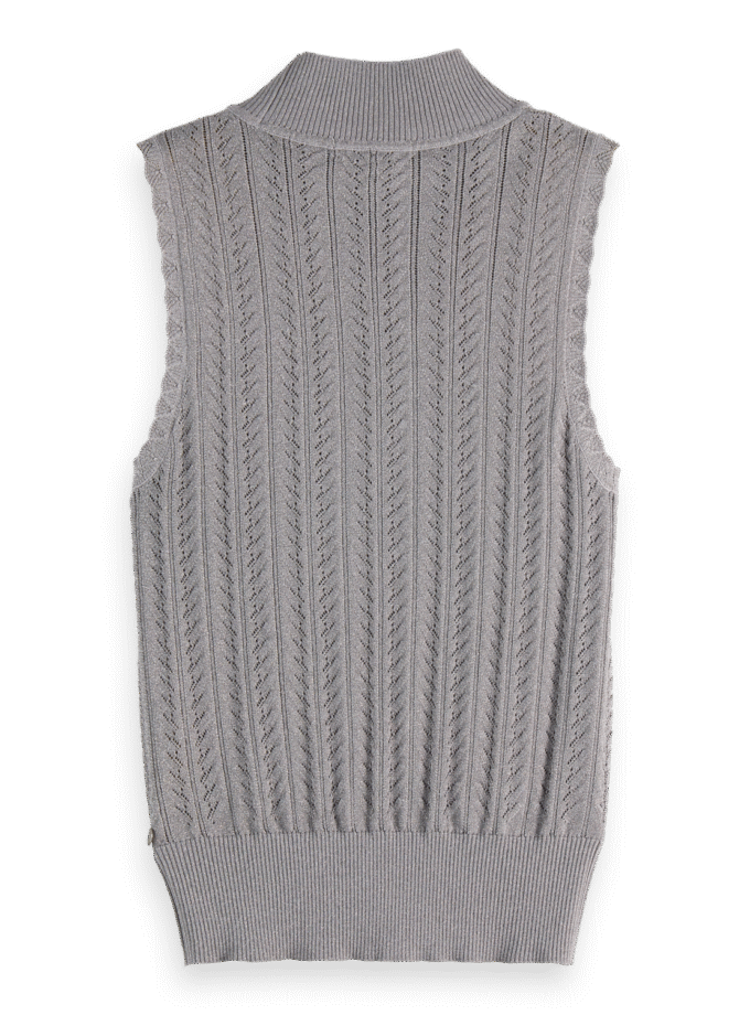 Metallic pointelle knitted tank