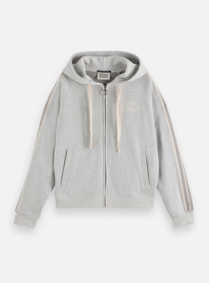Zip through interlock hoodie