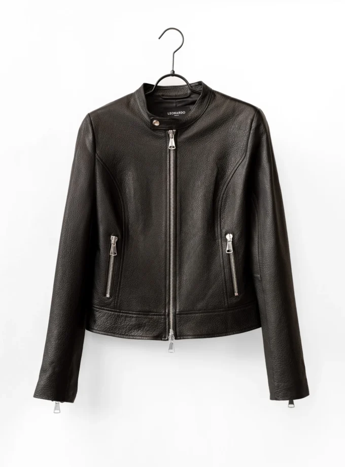 Lederjacke mit Stehkragen